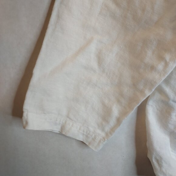 Chico's Linen Blazer Women's XL White Ruched Front Eyelet Mother of Pearl Button - Picture 4 of 15